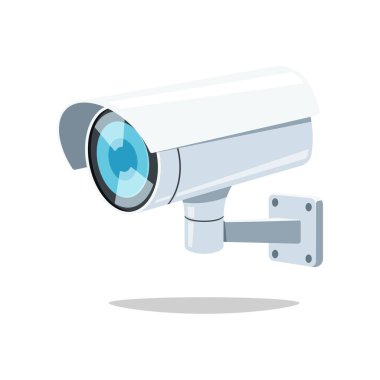 Beyaz arkaplanda beyaz CCTV vektörü izole edildi.