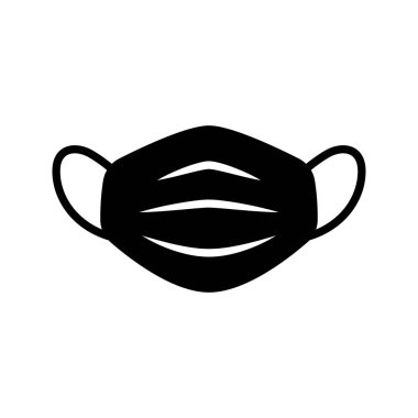 Tıbbi maske simgesi beyaz arkaplanda izole edildi.
