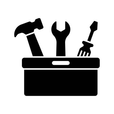 Beyaz arkaplanda izole edilmiş basit araç kutusu simgesi.