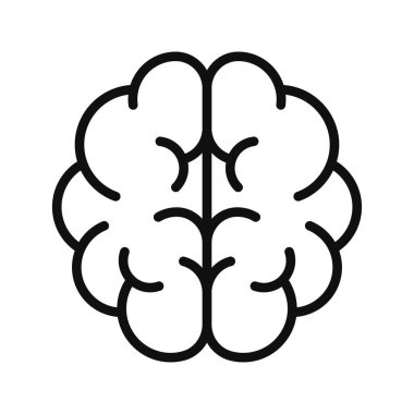 Beyaz arkaplanda insan beyni çizgisi simgesi izole.