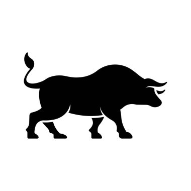 Beyaz arkaplanda siyah boğa simgesi izole edildi.