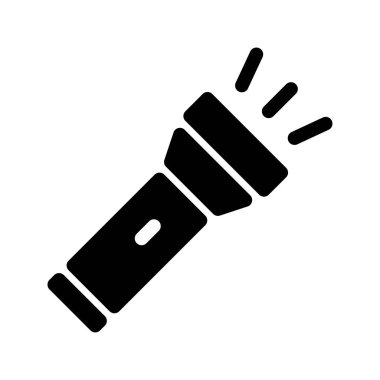 Beyaz arkaplanda basit bir el feneri simgesi.