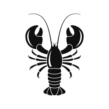 Basit ıstakoz vektörü. Istakoz siyah simgesi beyaz arkaplanda izole.