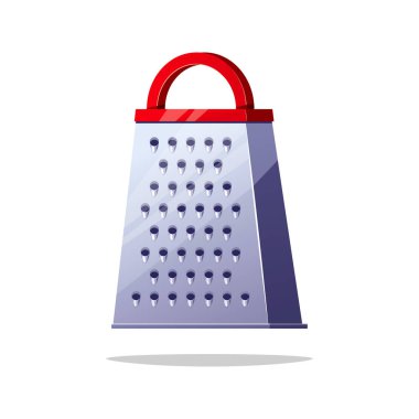 Beyaz arkaplanda kırmızı metal rendeleyici vektörü izole edildi.