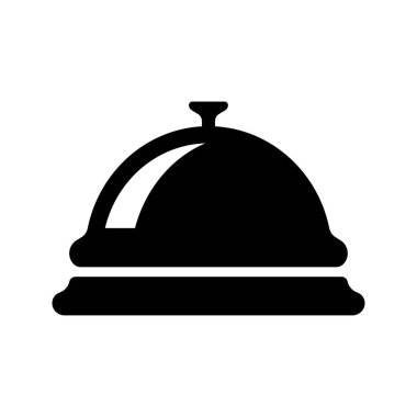 Beyaz arkaplanda basit otel masası çan simgesi izole.