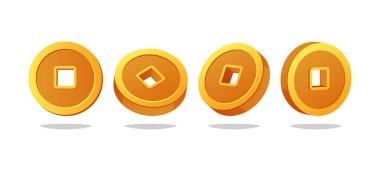 Beyaz arkaplanda Çin para vektörü izole.