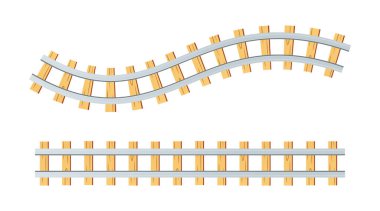 Tahta tren yolu vektörü beyaz arkaplanda izole edildi.