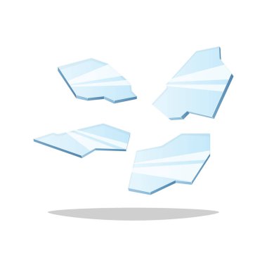 Kırık cam parçası vektörü beyaz arkaplanda izole edildi.