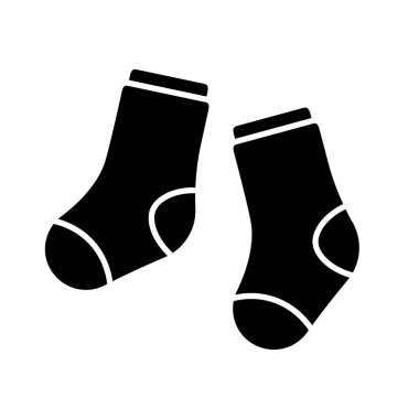 Basit siyah çocuk çorap simgesi beyaz arkaplanda izole.