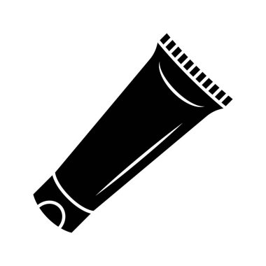 Krem tüpü siyah simgesi beyaz arkaplanda izole.