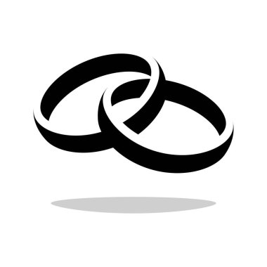 Basit alyans simgesi beyaz arkaplanda izole.