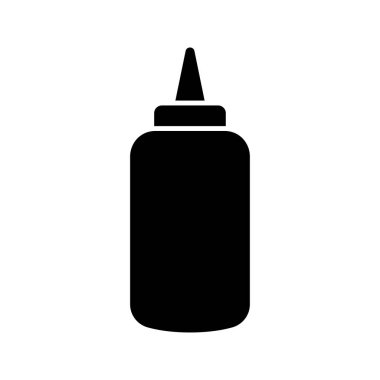 Ketçap sosu şişesi simgesi beyaz arkaplanda izole.