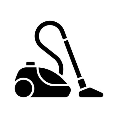 Beyaz baackground 'da izole edilmiş elektrikli süpürge siyah simgesi.