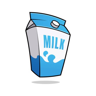 Süt kutusu vektörü. Karikatür süt kutusu beyaz arkaplanda izole.