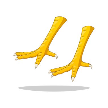 Tavuk pençesi çizgi film vektörü beyaz sırt gravatında izole edildi.