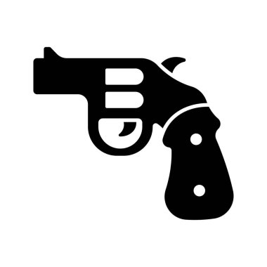 El tabancası siyah simge beyaz arkaplanda izole.