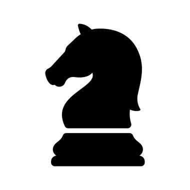 Beyaz zemin üzerinde izole basit şövalye satranç simgesi.