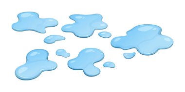 Su döküldü. Su birikintisi vektörü beyaz arkaplanda izole edildi.