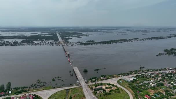 Ponte Antonovsky Destruída Cidade Kherson Vista Aérea Superior Ponte Território — Vídeo de Stock