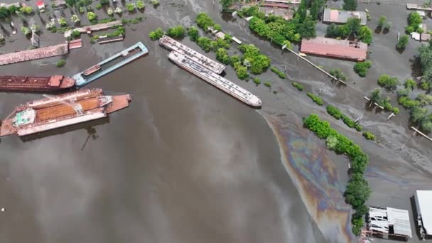 Zaplavené Ulice Města Cherson Výbuchu Přehrady Kachovské Přehrady Ekologická Katastrofa — Stock video