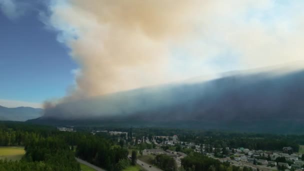 Ogień Dzikim Lesie Kanady Widok Góry Ogromny Płomień Pochłonął Las — Wideo stockowe
