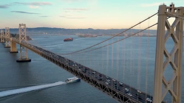 Εναέρια Drone Του San Francisco City Skyline Και Bay Bridge — Αρχείο Βίντεο