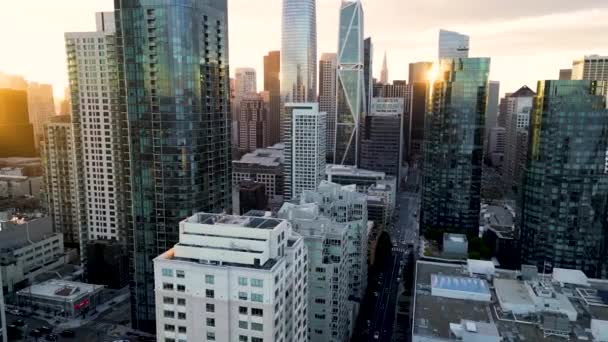 Vista Aérea Del Horizonte San Francisco Rascacielos Famosos Sobre Cielo — Vídeo de stock