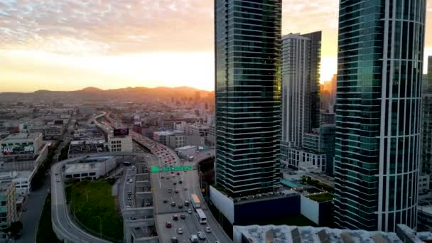 Κορυφαία Κινηματογραφική Εναέρια Άποψη Του San Francisco City Skyline Golden — Αρχείο Βίντεο