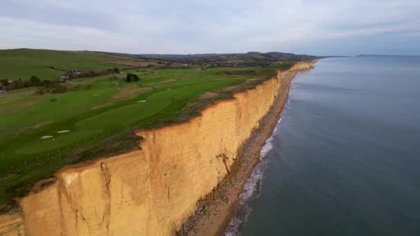 Topputsikt Över West Bay Cliffs West Bay Jurassic Coast Dorset — Stockvideo