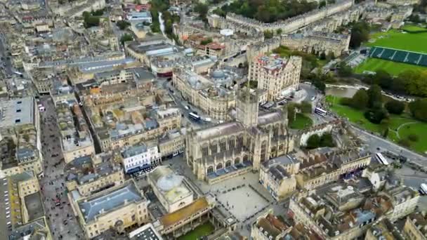 Vedere Aeriană Cinematografică Top Catedrala Georgiană Bath Bath Din Somerset — Videoclip de stoc