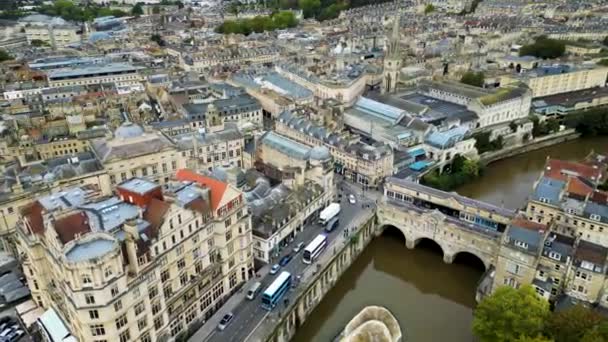 Högst Upp Filmisk Flygbild Till Den Georgiska Staden Bath Bath — Stockvideo