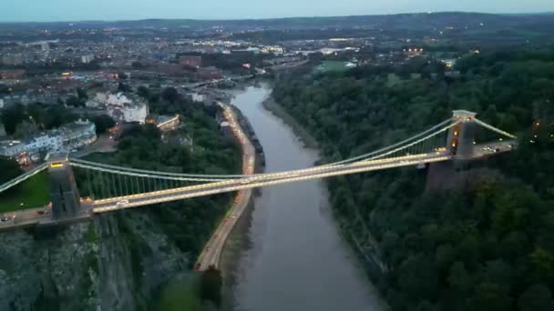 Establishing Aerial View Shot Bristol Velká Británie Track Magické Světlo — Stock video