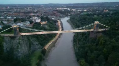Birleşik Krallık, Bristol 'un Havadan Görüntü Çekimi, büyülü ışık, Clifton Askı Köprüsü, River Avon. Avon Vadisi ve Clifton Askı Köprüsü üzerindeki hava görüntüsü