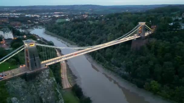 Bilde Bristol Storbritannia Spor Inn Magisk Lys Clifton Suspension Bridge – stockvideo