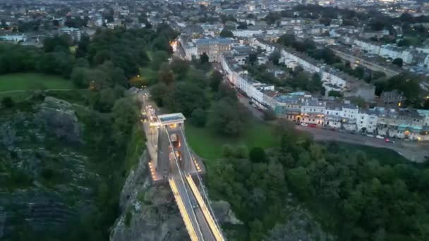 Birleşik Krallık Bristol Havadan Görüntü Çekimi Büyülü Işık Clifton Askı — Stok video