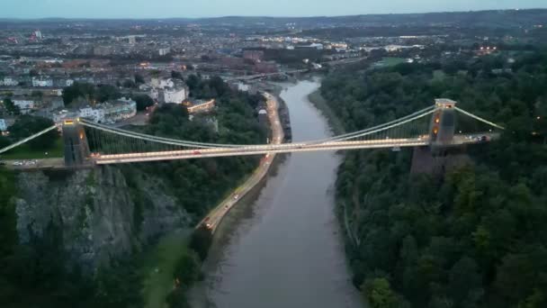 Estshing Aerial View Shot Bristol United Kingdom Track Magical Light — стоковое видео