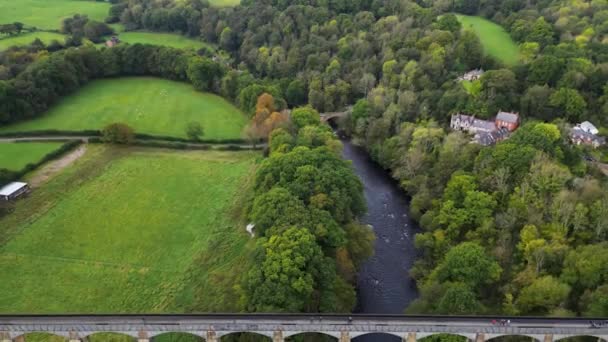 Κηφήνας Εναέρια Πλάνα Από Pontcyllte Aqueduct Llangollen Βόρεια Ουαλία Canal — Αρχείο Βίντεο