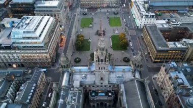 Glasgow UK, Lanarkshire, Renfrewshire, İskoçya İngiltere 'nin hava görüntüsü çekimleri, gün içinde, güzel yumuşak bir ışık. Aerial - Glasgow City yukarıdan. 