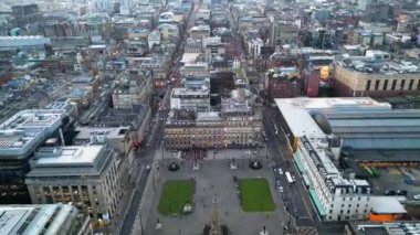 Glasgow UK, Lanarkshire, Renfrewshire, İskoçya İngiltere 'nin hava görüntüsü çekimleri, gün içinde, güzel yumuşak bir ışık. Aerial - Glasgow City yukarıdan. 