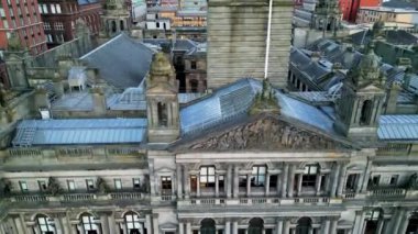 Glasgow UK, Lanarkshire, Renfrewshire, İskoçya İngiltere 'nin hava görüntüsü çekimleri, gün içinde, güzel yumuşak bir ışık. Aerial - Glasgow City yukarıdan. 