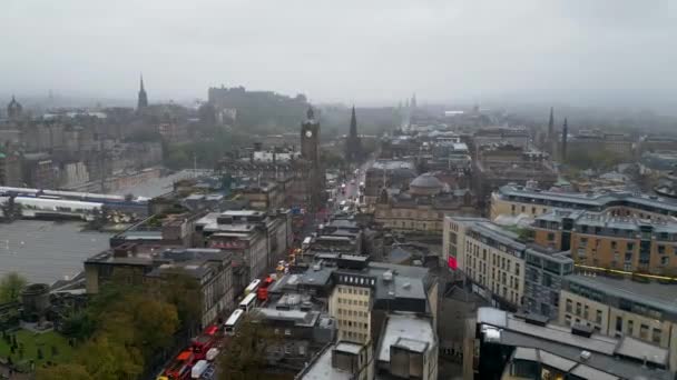 Istana Edinburgh Skotlandia Cinematic Drone Footage Skotlandia Udara — Stok Video