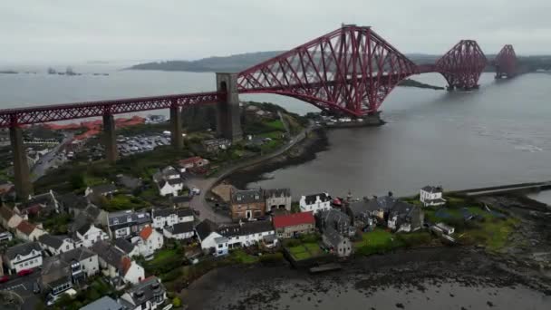 Κινηματογραφική Εναέρια Drone Πλάνο Της Forth Rail Bridge Σκωτία Forth — Αρχείο Βίντεο