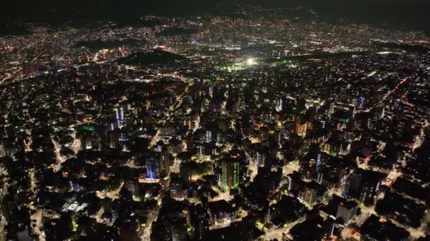 Kolombiya Sinematik Hava Manzarası Poblado Medelln Panoramik Gece Şehir Manzarası — Stok video