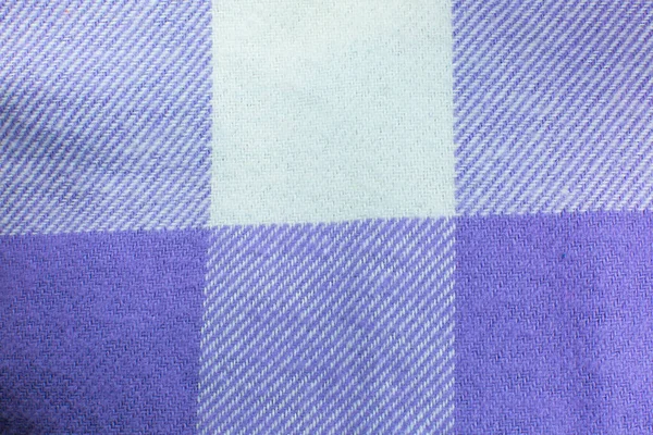 Textur Aus Kariertem Stoff Lila Und Weiße Quadrate Auf Textilien — Stockfoto