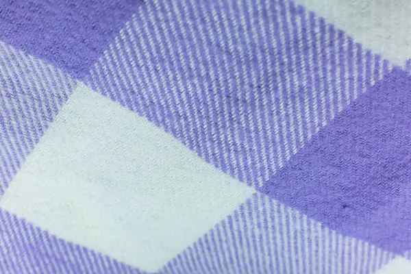 Checkered Cloth Texture Purple White Squares Textile Natural Fabrics Background — Stockfoto