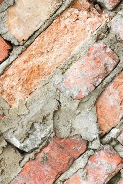 Betonla örülü tuğla duvar. Doku arkaplanı.