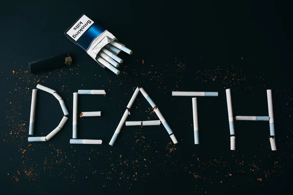 香烟的死亡标志 很危险的习惯对健康有害 吸烟使人死亡 — 图库照片