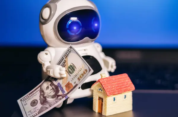 Robot Con Dinero Dólares Casa Fotos De Stock