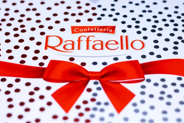 Stock image LVIV, UKRAINE - February 14, 2024: Raffaello sweets in heart form. Perfect romantic present.