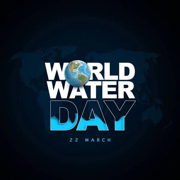 world water day, March 22 Black background. 3d rendering illustration.